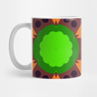 Retro Mandala Flower Green Orange and Purple Mug